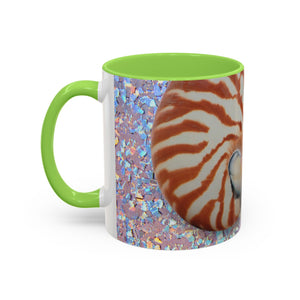 Colorful Mugs (11oz, 15oz), Disco Tiger Stripe Nautilus Macro