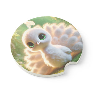 Soapstone Car Coaster - Baby White Peacock