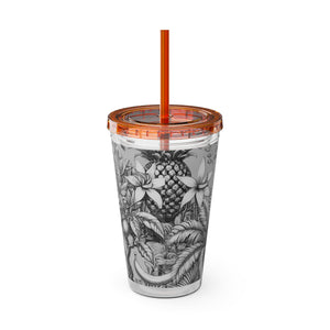 Tropical Tumbler with Straw | 16 oz: Tropical Fruit, Noir