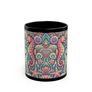 Black Coffee Mug - Seahorse Trio, Retro