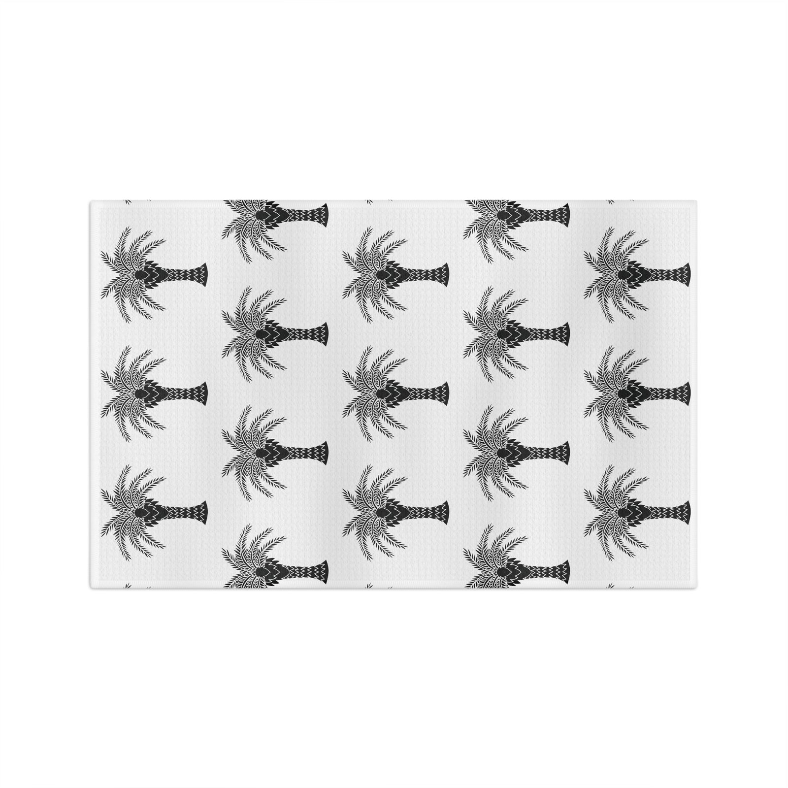 Tropical Microfiber Coffee/Tea Towel – Art Deco Palms, White