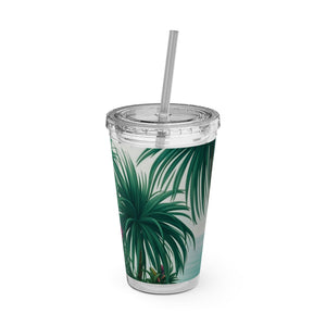 Tropical Tumbler with Straw | 16 oz: Tiny Palm Island
