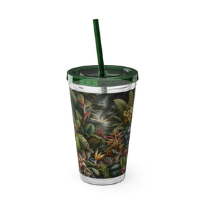 Tropical Tumbler with Straw | 16 oz: Rainforest Rabbit Outing