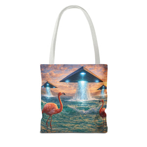 UFO and Flamingos Tote Bag - 3 Sizes