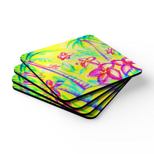 Coaster Set/4 - Tropical Doodles, Yellow