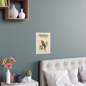 Vintage Coffee Wall Art, Vintage Silk Poster ~ Tropics Parrot (Brand)