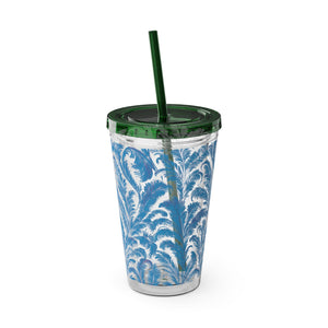 Tropical Tumbler with Straw | 16oz Colorful Travel Cup / Rocco Blues
