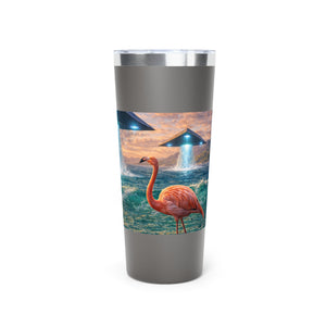 22oz Insulated Tumbler/Vacuum Copper Travel Cup — Flamingos & UFOs