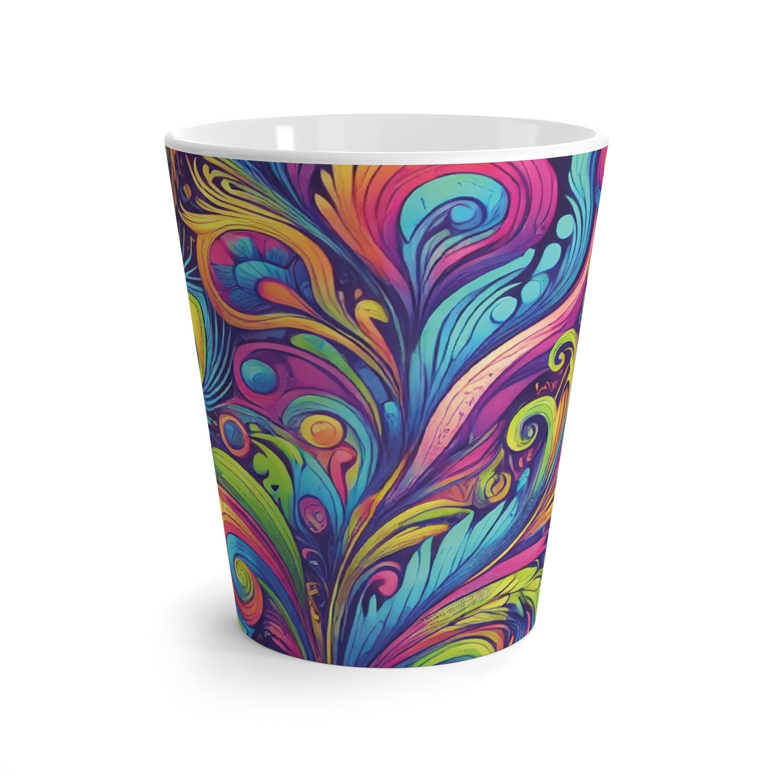 Latte White Mug - Feather Currents Pop