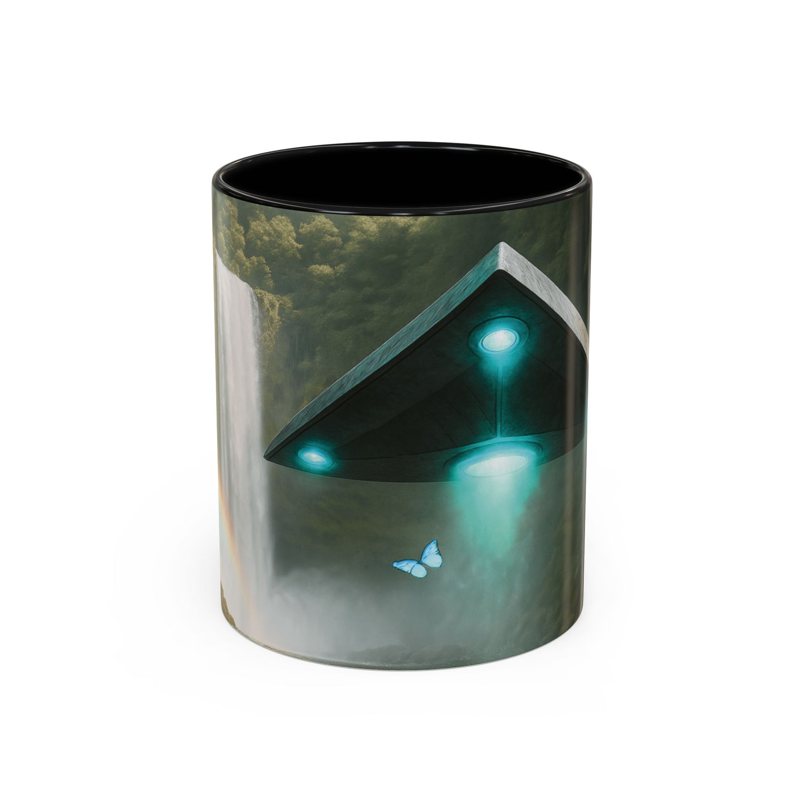 Accent Coffee Mug (11, 15oz), 8 Colors - UFO and Waterfall