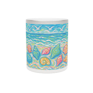 Tropical Metallic Mug, Silver - Glow Beach Seashells