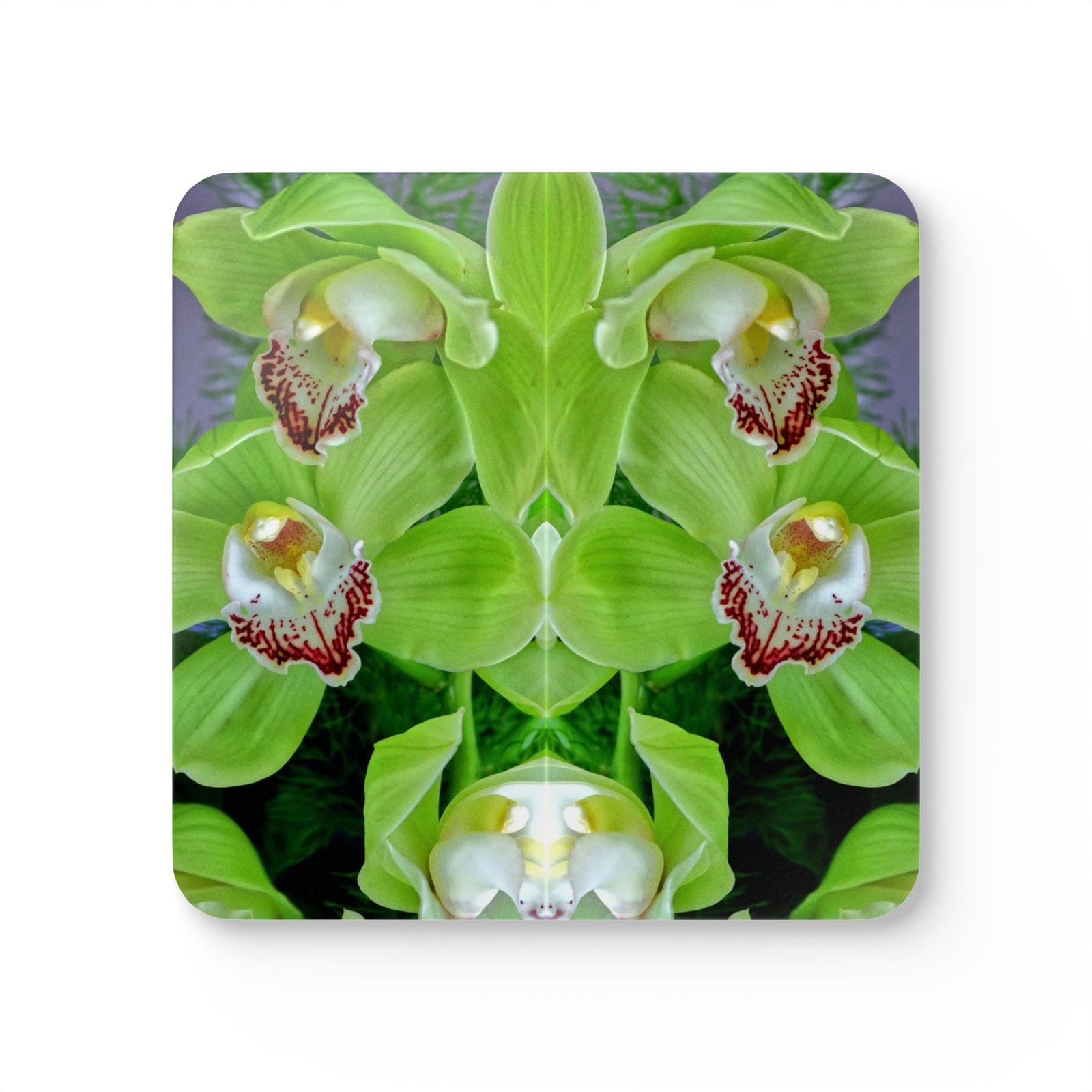 Coaster Set/4 - Kaleido Green Orchids