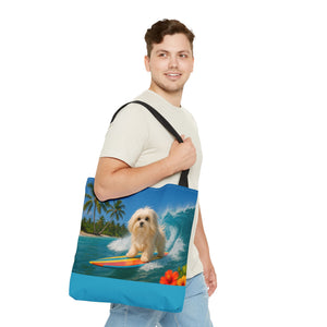 Puppy Ariel the Dog Surfer Tote Bag - 3 Sizes