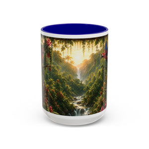 Tropical Waterfall Mug – Lush Jungle Scenic Accent Coffee Cup (11oz/15oz)