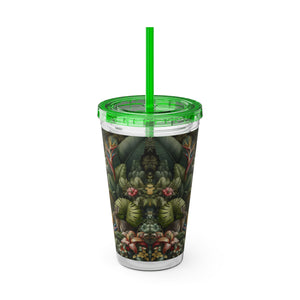 Tropical Tumbler with Straw | 16 oz: Rainforest Rabbit Outing