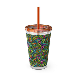Tropical Tumbler with Straw | 16 oz.: Rainforest Blooms