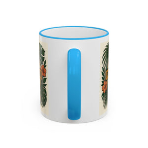 Accent Rim & Handle Coffee Mug — Palm & Bean Coffee Club Logo