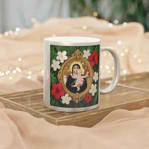 Tropical Metallic Mug, Religious, Silver - Framed Madonna of the Angels