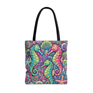 Seahorse Trio Tote Bag, Brights - 3 Sizes