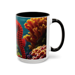 Black Coffee Mug ~ Seahorses in Love
