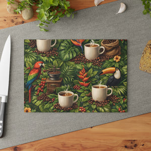 Glass Coffee Station Plate ~ Rainforest Coffee Friends