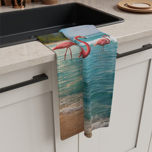 Microfiber Coffee/Tea Towel ~ UFO & Beach Flamingos