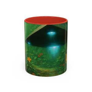 Accent Coffee Mug (11, 15oz), 8 Colors - UFO and Jaguars