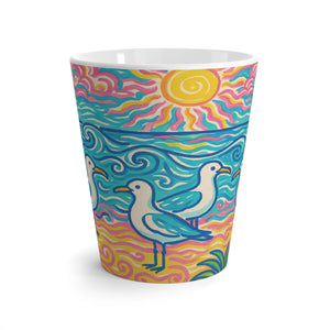 Latte White Mug - Tropical Beach Seagulls