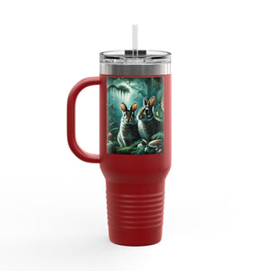 Insulated Travel Mug, 40oz / Sumatran Rabbits/Tundra - Perfect for Outdoor Adventures
