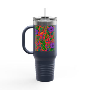 Midnight Flower Coral Insulated Travel Mug - 40oz - Perfect for Outdoor Adventures