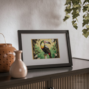 Framed Coffee Art Print — Tropical Toucan Poster for Home Decor
