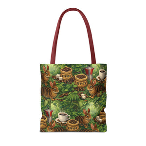 Tropical Rabbits & UFOs Tote Bag, Black - 3 Sizes