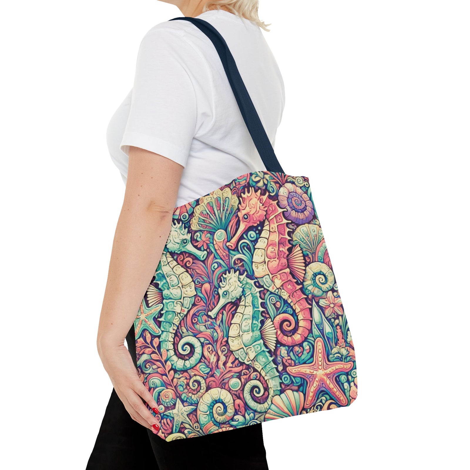 Seahorse Trio Tote Bag, Retro- 3 Sizes