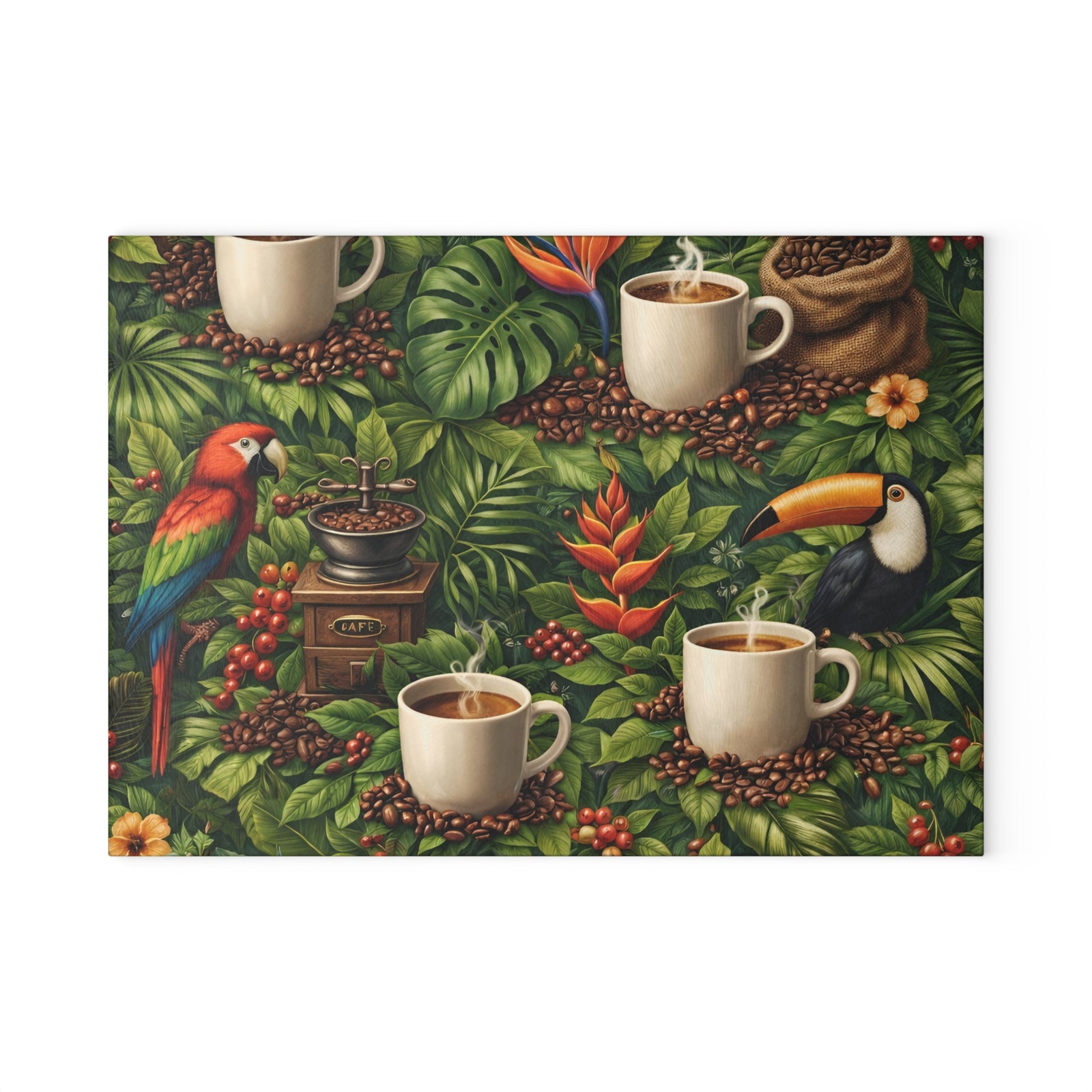 Glass Coffee Station Plate ~ Rainforest Coffee Friends