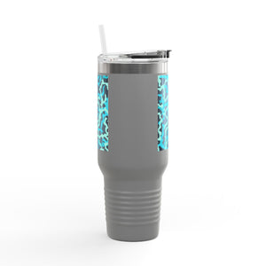 Insulated Travel Mug, 40oz / Coral Reef Threads, Turquoise - Perfect for Outdoor Adventures