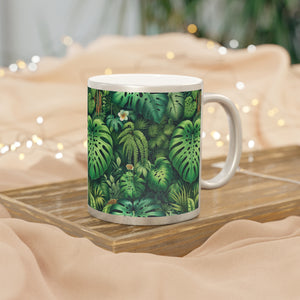 Tropical Metallic Mug, Gold or Silver:  Rainforest Greenery