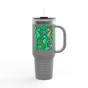 Seahorses Lime Insulated Travel Mug - 40oz - Perfect for Outdoor Adventures