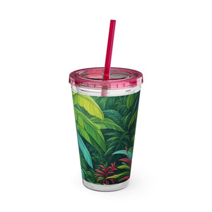 Tropical Tumbler with Straw | 16oz Colorful Travel Cup / Sleeping Spot