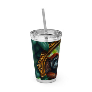 Tropical Tumbler with Straw | 16 oz: Framed Orangutan Apes