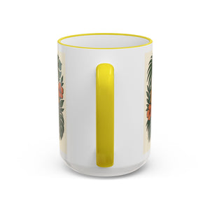 Accent Rim & Handle Coffee Mug — Palm & Bean Coffee Club Logo