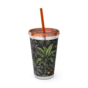 Tropical Tumbler with Straw | 16 oz: Tropical Fruit, Black