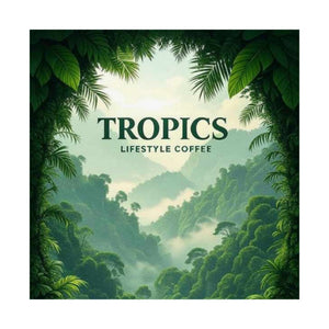 Tropics Lifestyle Coffee Poster — Rainforest Mist Matte Vertical Print