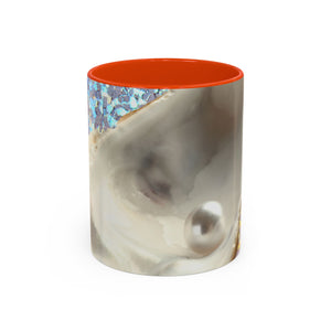 Colorful Mugs (11oz, 15oz), Disco White Pearl Oyster Macro