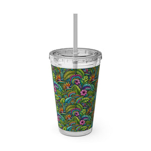 Tropical Tumbler with Straw | 16 oz.: Rainforest Blooms