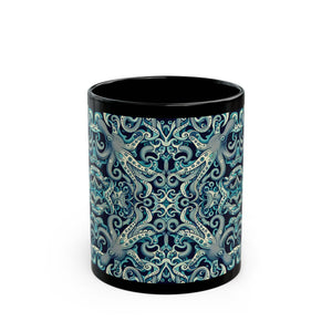 Black Coffee Mug - Twisted Aqua Octopus