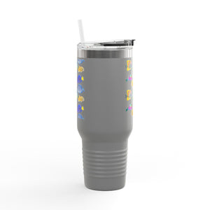 School of Fish/White Insulated Travel Mug - 40oz - Perfect for Outdoor Adventures
