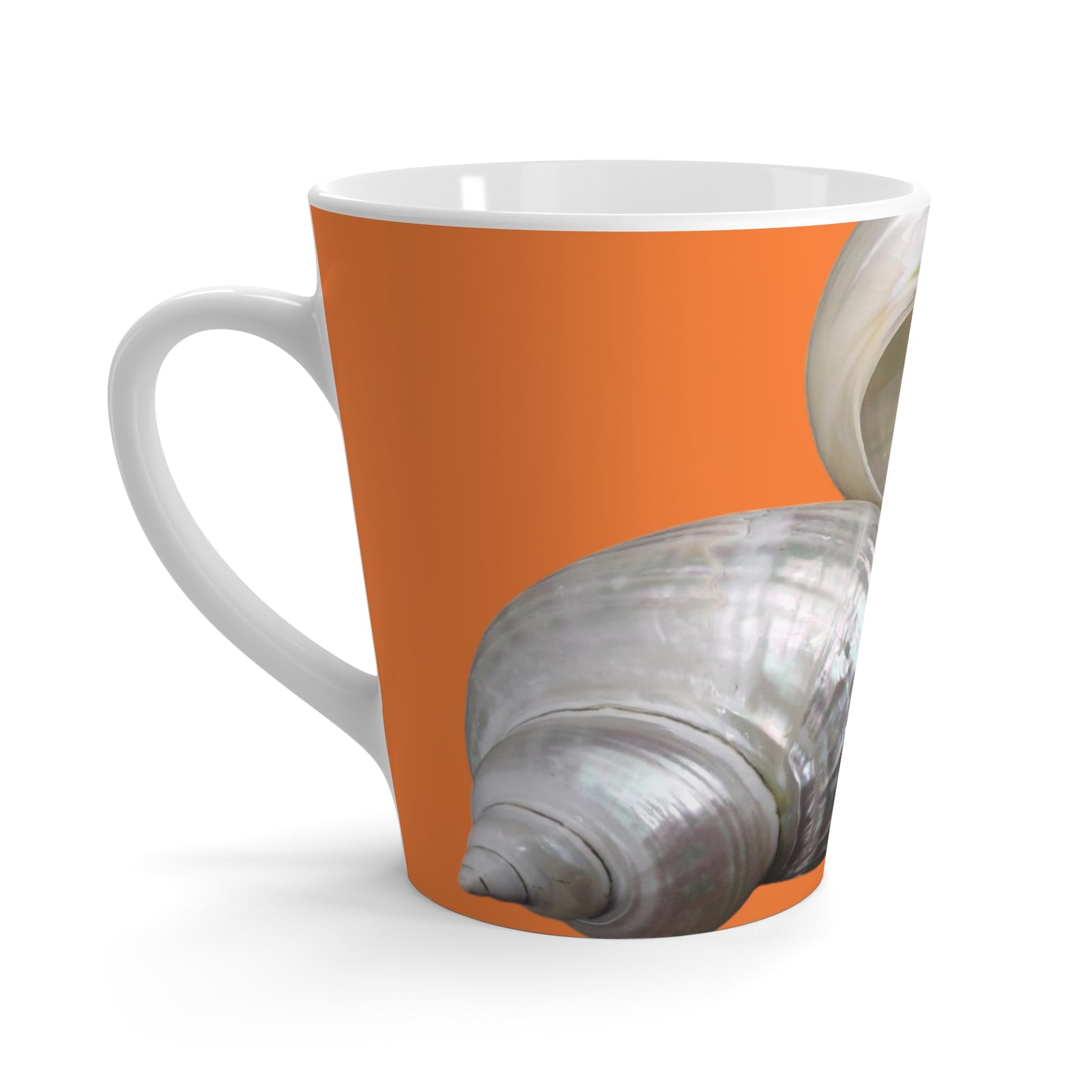 Latte White Mug - Perfect for Coffee Enthusiasts / Lustrous Seashell Trio, Crusta Orange