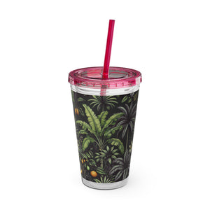Tropical Tumbler with Straw | 16 oz: Tropical Fruit, Black