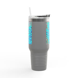 Insulated Travel Mug, 40oz / Wild Coral, Turquoise - Perfect for Outdoor Adventures