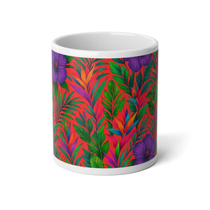 Jumbo Mug, 20oz, Midnight Flower Coral | Tropical Coffee Cup